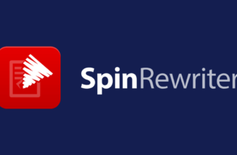 SpinRewriter logo with red icon and text.
