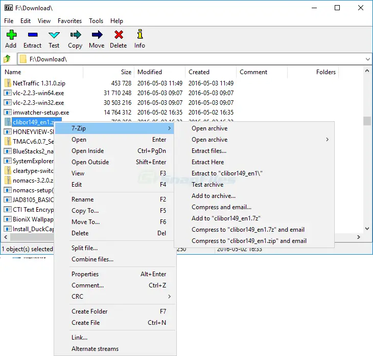 File management window with 7-Zip options visible.
