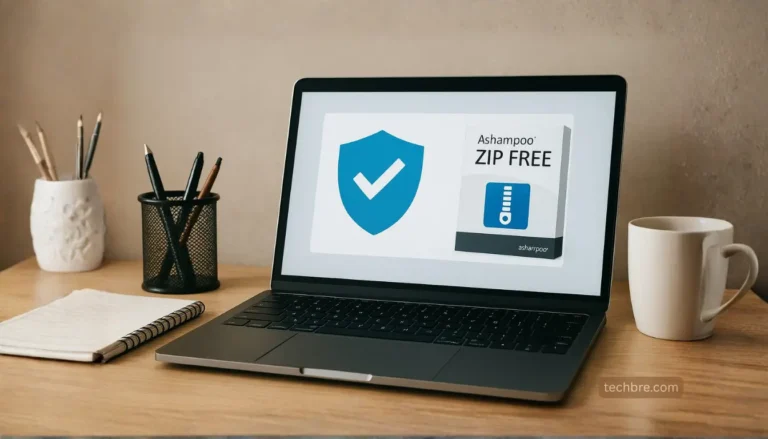 Laptop with Ashampoo ZIP FREE on screen