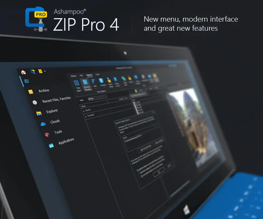 Ashampoo ZIP Pro 4 software display on screen