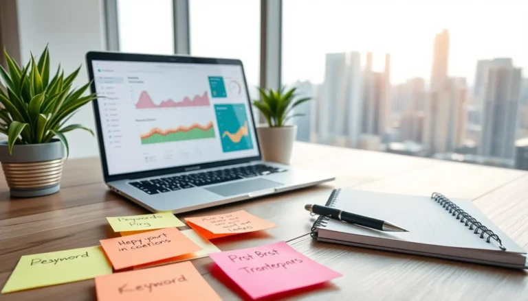 Digital marketing plan with charts and notes