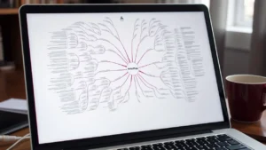 Mind map displayed on a laptop screen.
