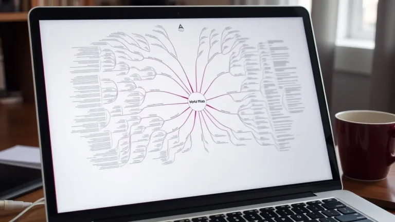 Mind map displayed on a laptop screen.