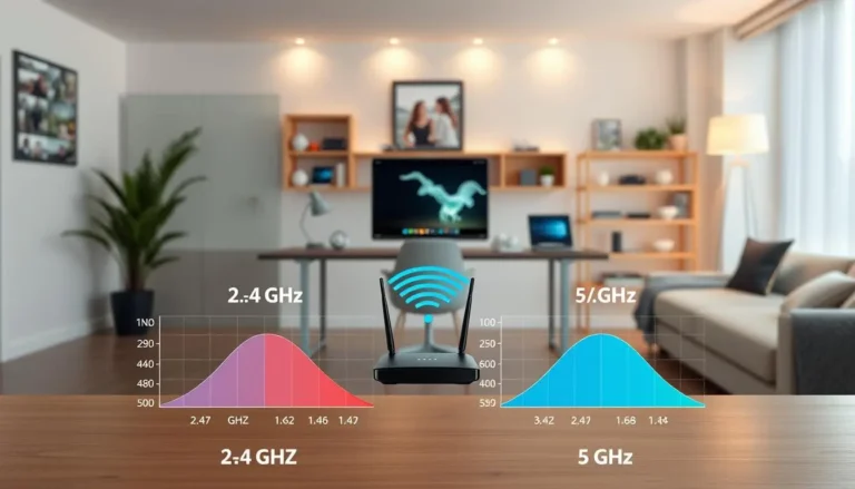 Router comparing 2.4GHz and 5GHz frequencies.