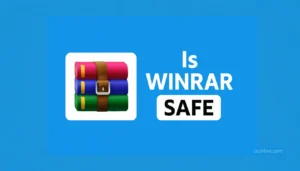 WinRAR safety question with stacked books icon.