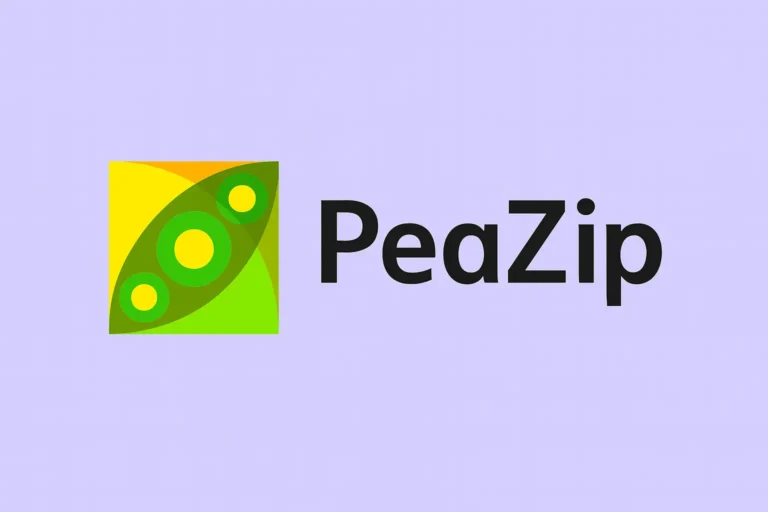 PeaZip logo on a purple background