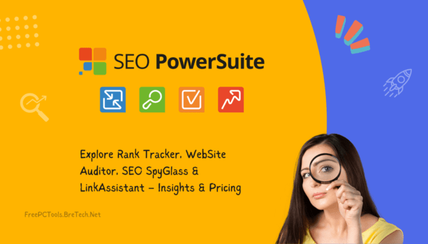 SEO PowerSuite tools and pricing information graphic.