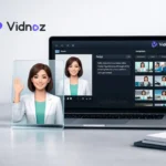 Vidnoz platform displayed on laptop with animation tools.