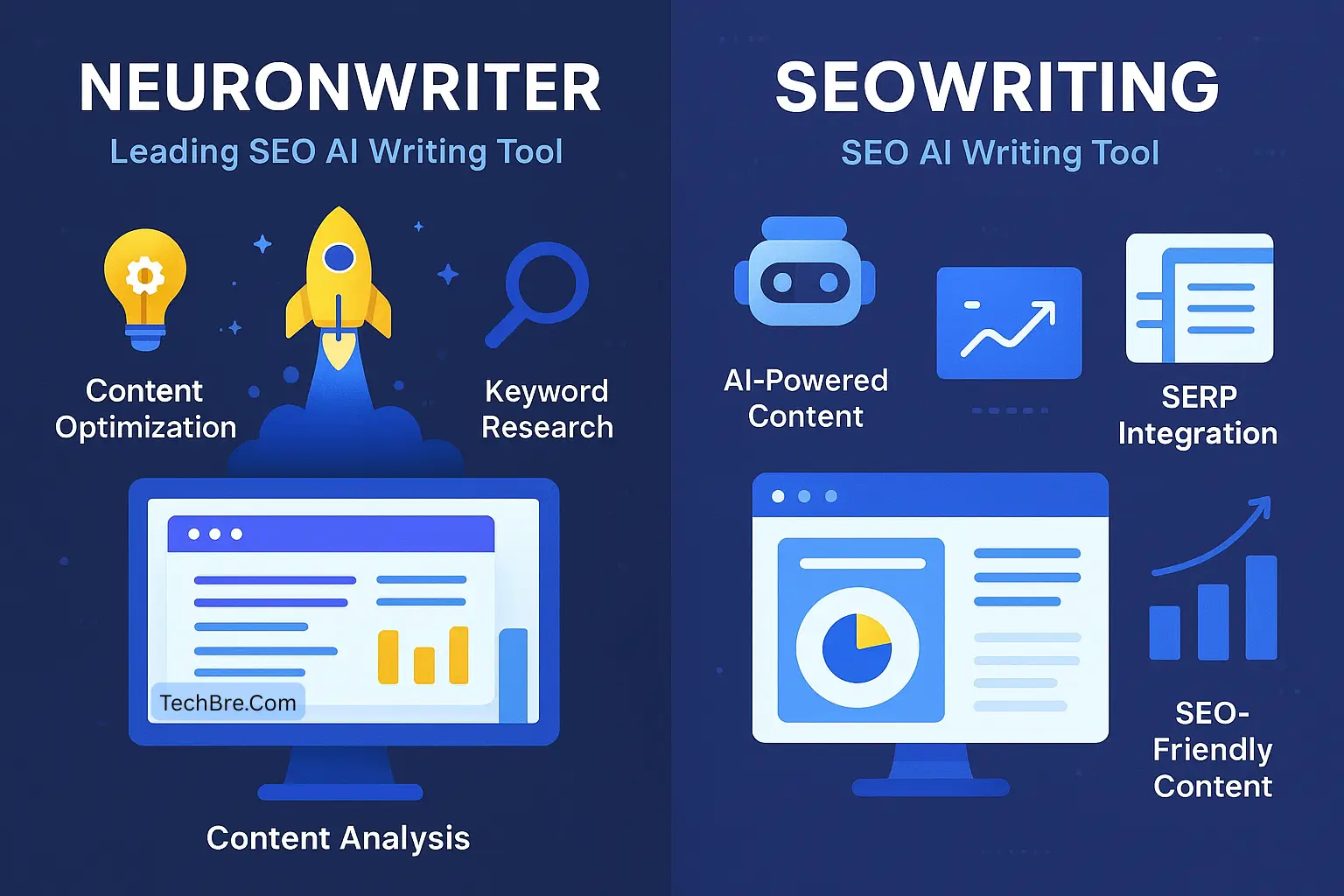 Comparison of two SEO AI writing tools.