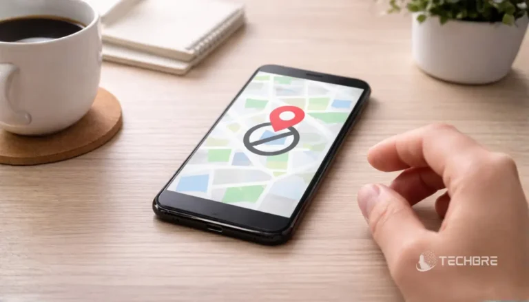 Smartphone displaying a map with location marker.