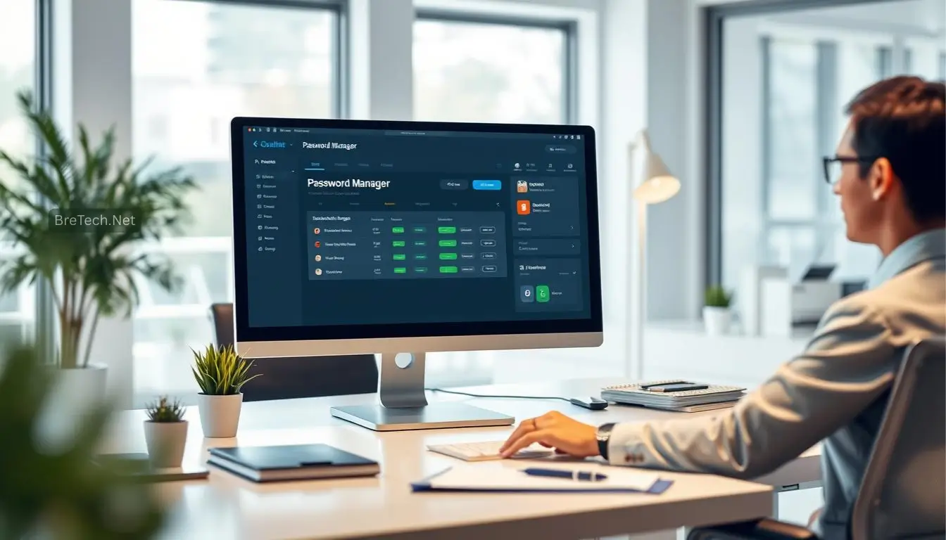 Person using a password manager on a computer.