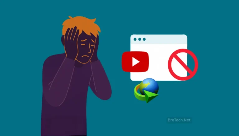 Stressed man with blocked YouTube screen icon